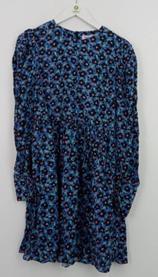 Fresha New Women's  Floral Crew Neck Dress   Bright Blue Size: S