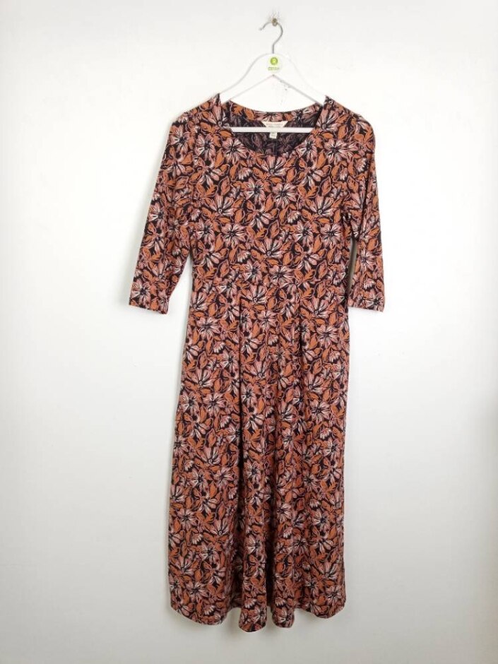 Seasalt Cotton Veronica Mallow Dress Pink & Black Size: 10
