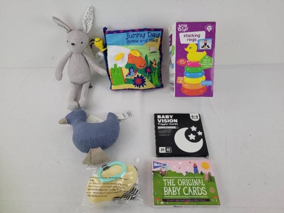 M&s The Manhattan Toy Company 7pcs Baby Bundle Soft Toys Soft Book Stacking Rings And More