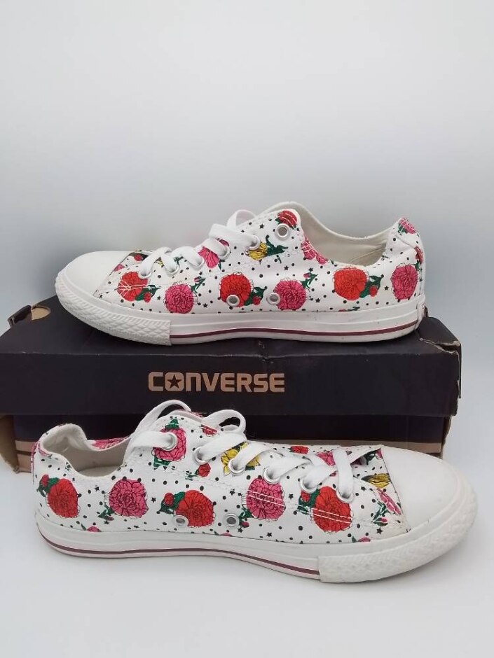 Converse Ct Ox White/multi Cons Lo Floral Polka Yth Size Uk 4