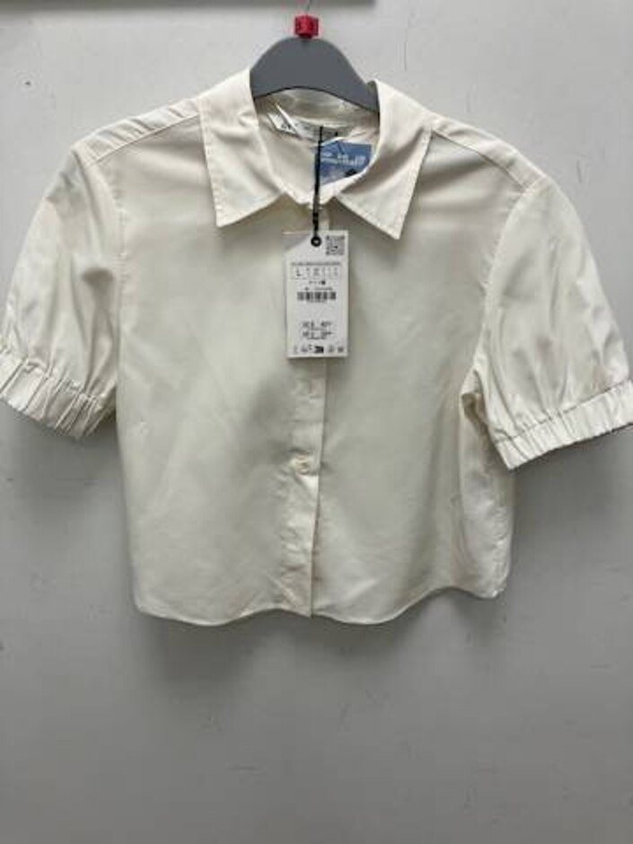 Zara Short Blouse Off White Size: S