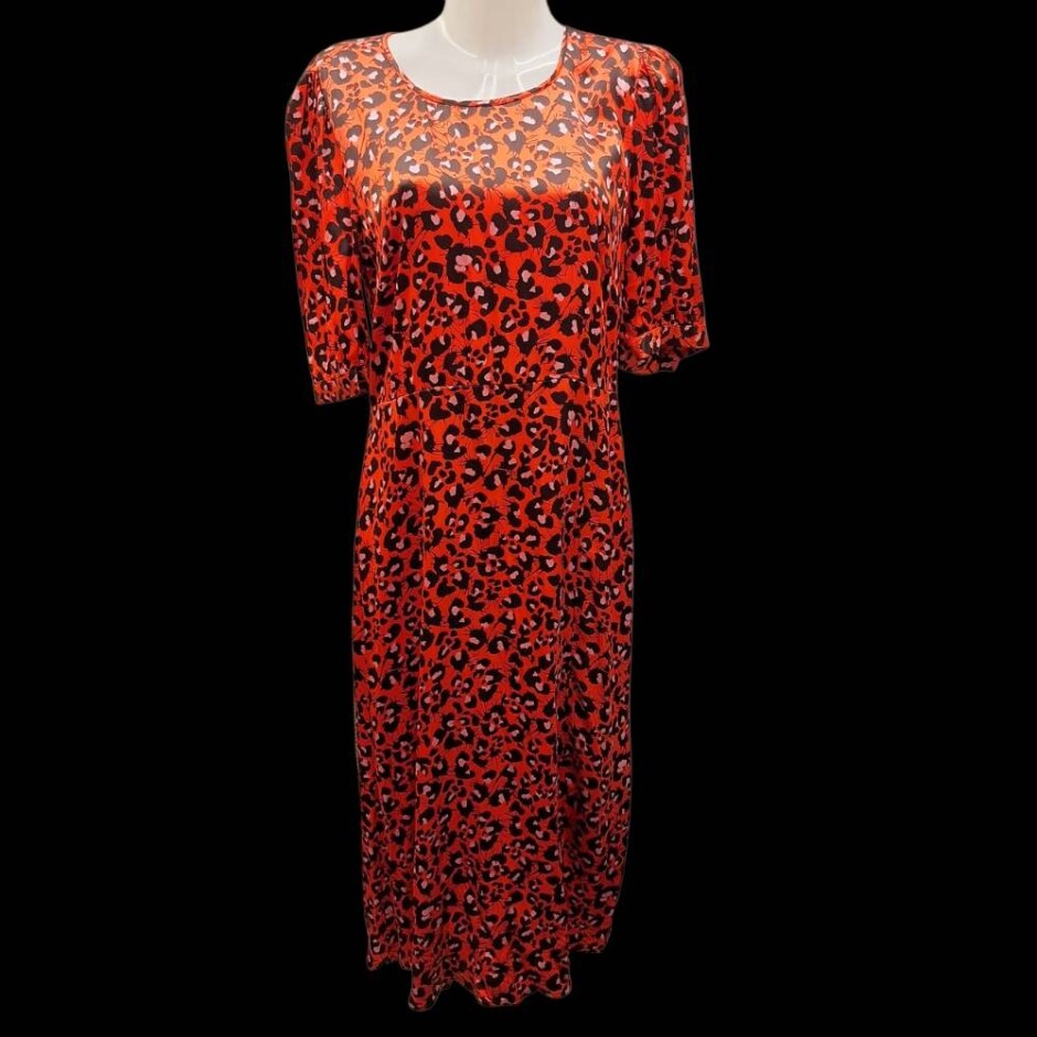 Next Short Sleeve Dress Red Mix Size: 12