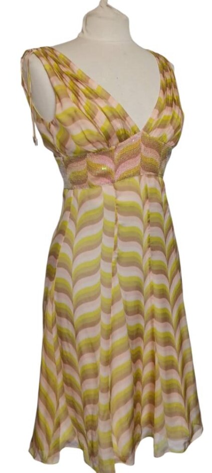 Karen Millen  Sleeveless Knee-length Dress Gold & Pink  Size: 10