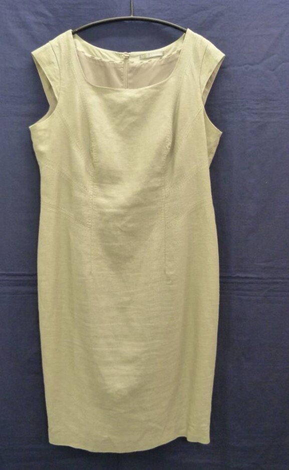 M&s Woman Linen Mix Shift Dress Stone Size: 14