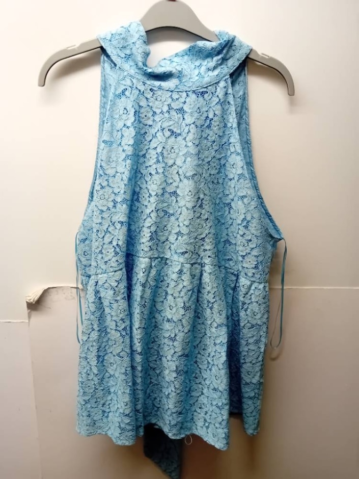 Zara Lace Mini Dress Blue Size: Xl