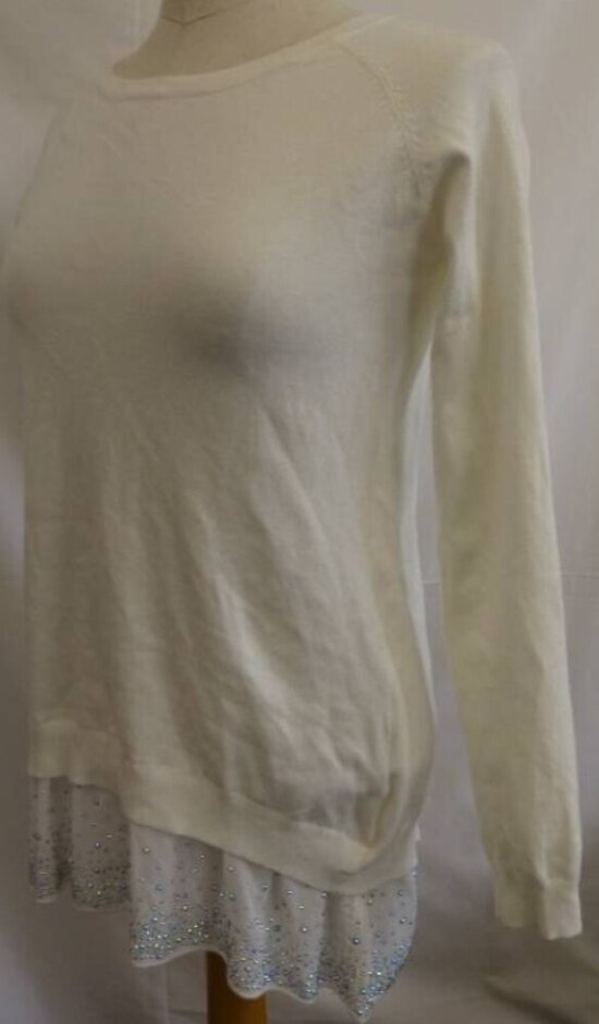 M & V  Occasion Illusion Top/jumper White Size: L