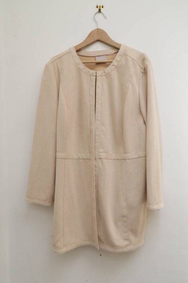 Mona Long Sleeve Faux Suede Jacket Camel Size: L