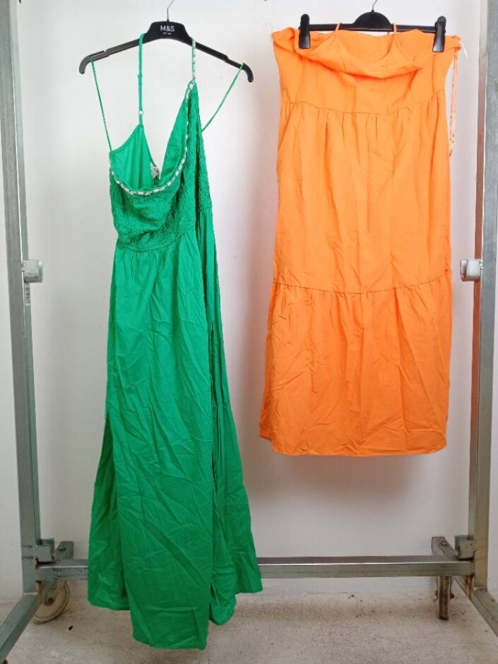 M&s Marks & Spencer 2x Summer Dresses Orange Green Size: 18