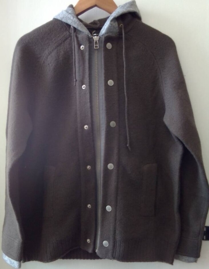 Full Circle Orwell Knitted Hoodie Khaki/grey Size: M