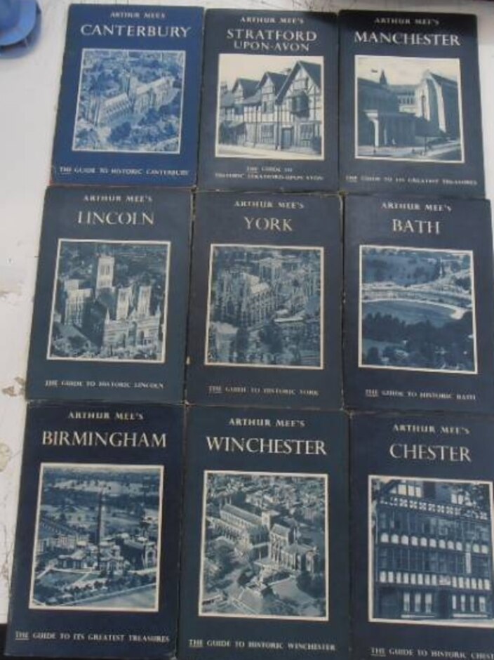 9 Arthur Mee's Guides To British Cities - Winchester, Chester, Birmingham, Bath, York, Lincoln + 2