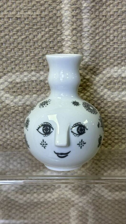 Bjorn Wiinblad Mie Grey Floral Face Vase