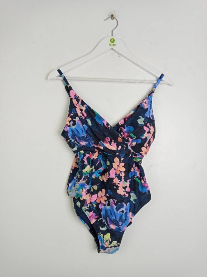Next Nwot Women's Wrap Plunge Floral Swimwear Navy Size: 14