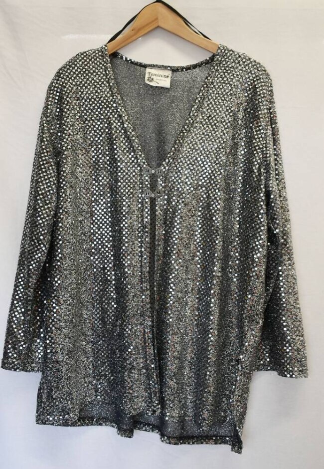 Feminine Evening Wear Cardigan Silver Size: M