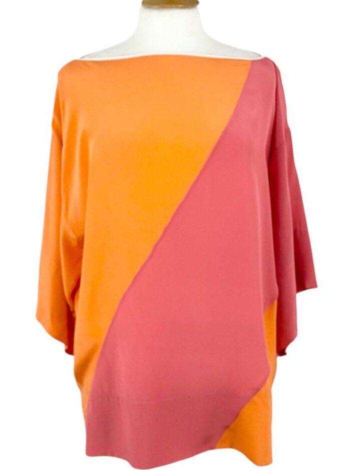 Roksanda Ilincic Oversized Silk Tunic Top Pink & Orange Size: One Size