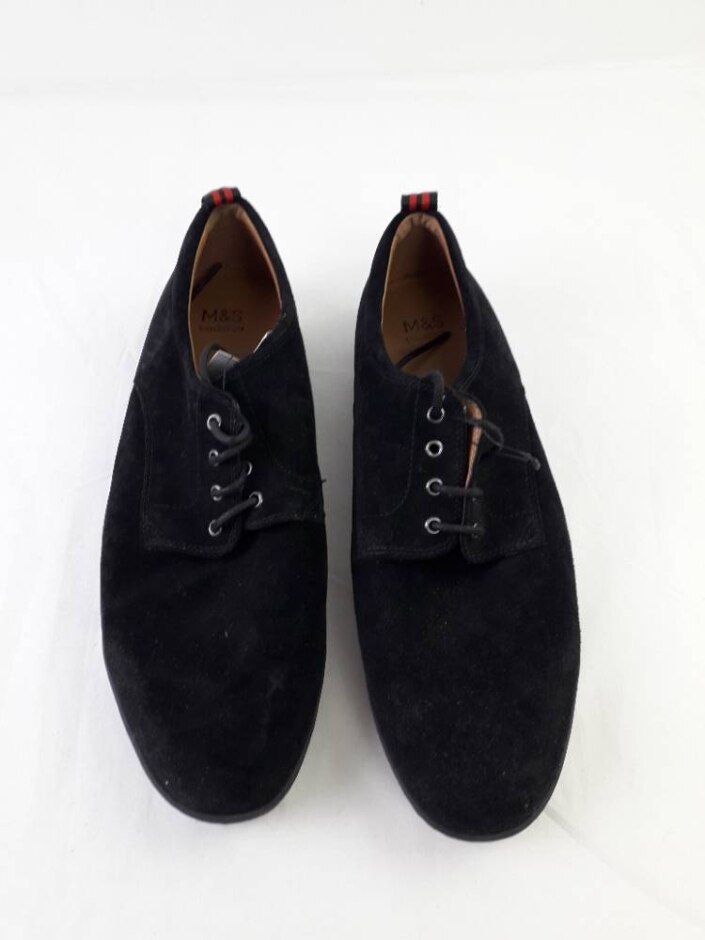 M&s Men's Faux Suede Lace Up Trainer Pumps Black Size 12