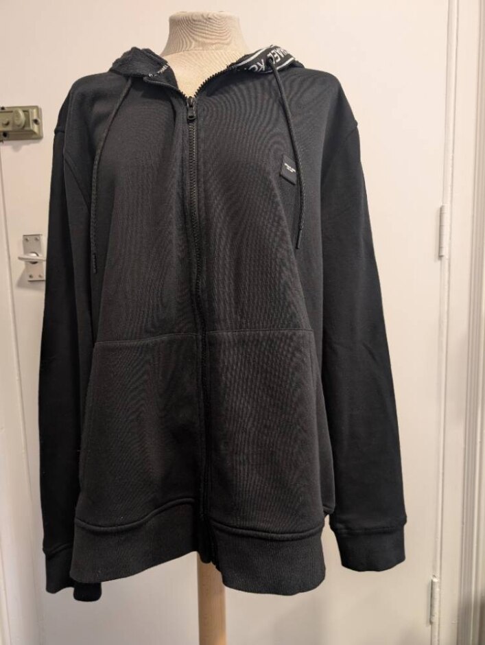 Cotton Blend Zip-up Hoodie Hoodie Black Size: Xl