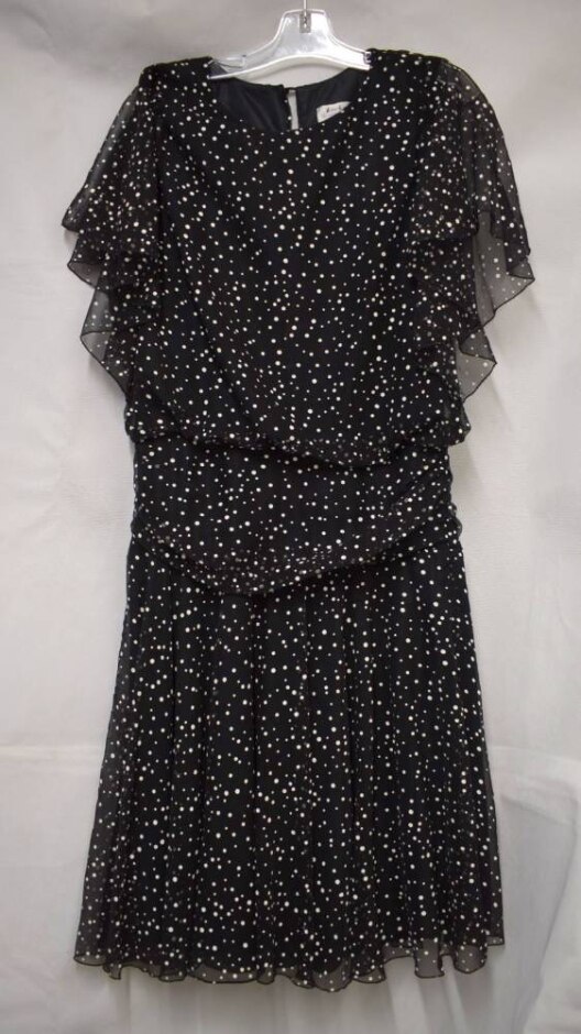 Berkertex Spot Chiffon Occasion Dress Black & White Size: 12
