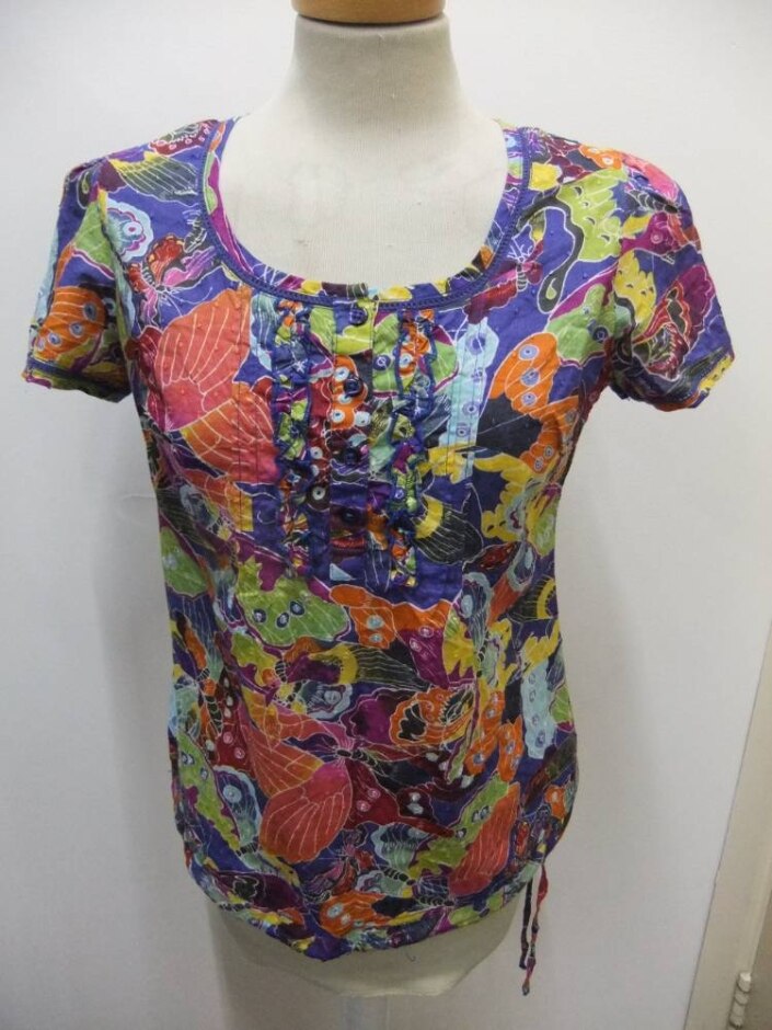 Next Round Neck Short Sleeved Top  Multicoloured Size: 8