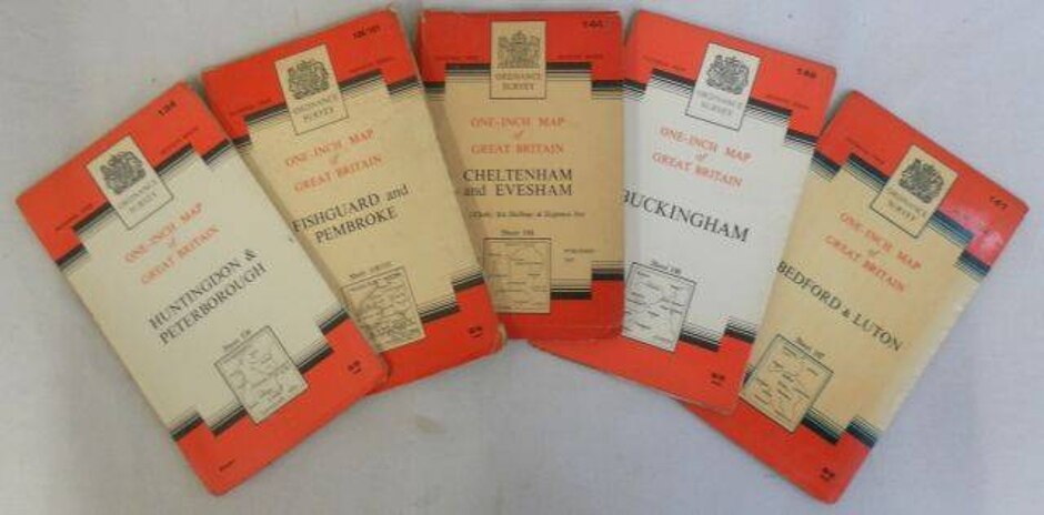 Os One-inch Map Of Great Britain X5: Huntingdon & Peterborough - Bedford & Luton