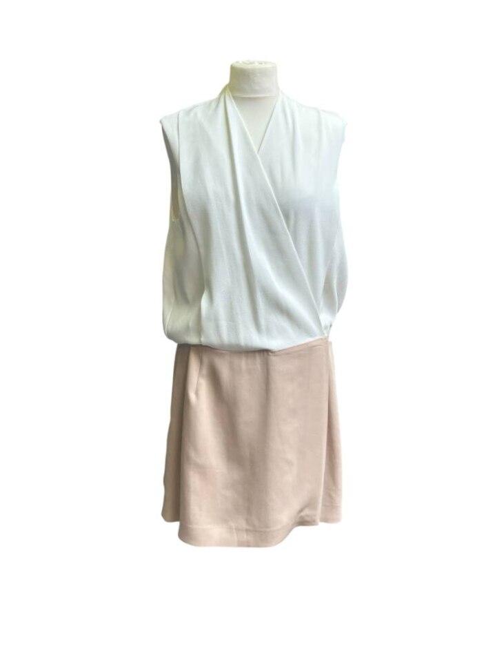 Reiss  Sleeveless Mini-dress Ivory And Beige Size: 14