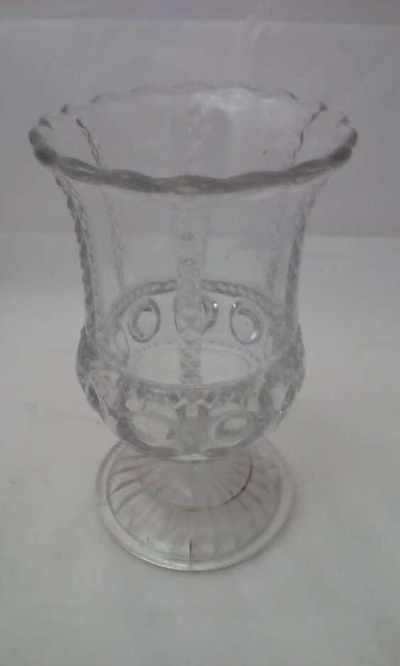 Vintage Large Matthew Turner-style Pressed Glass Vase Or Celery Vase