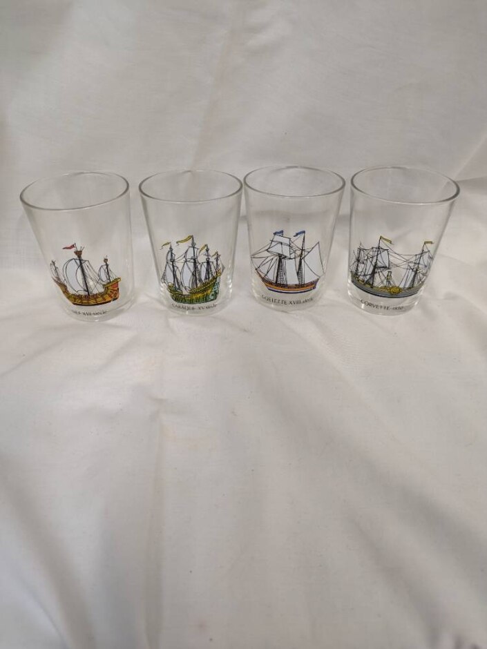 Vintage Ships Small Glasses Set Of 4