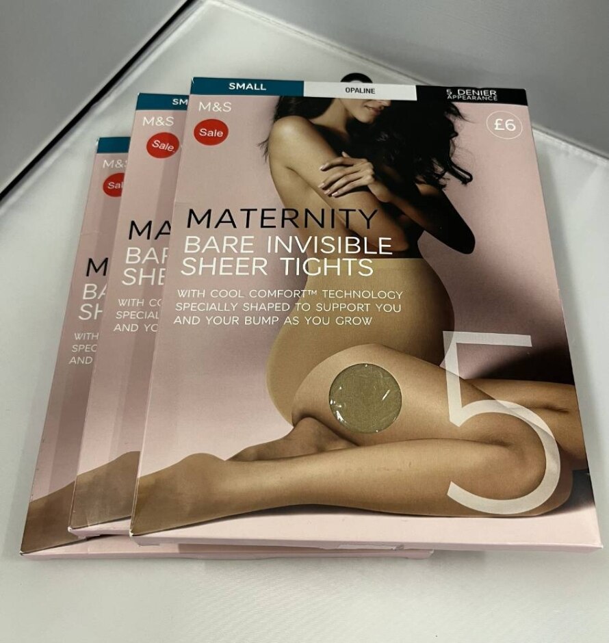 M&s Marks & Spencer 3 X Maternity Tights Brown Size: S