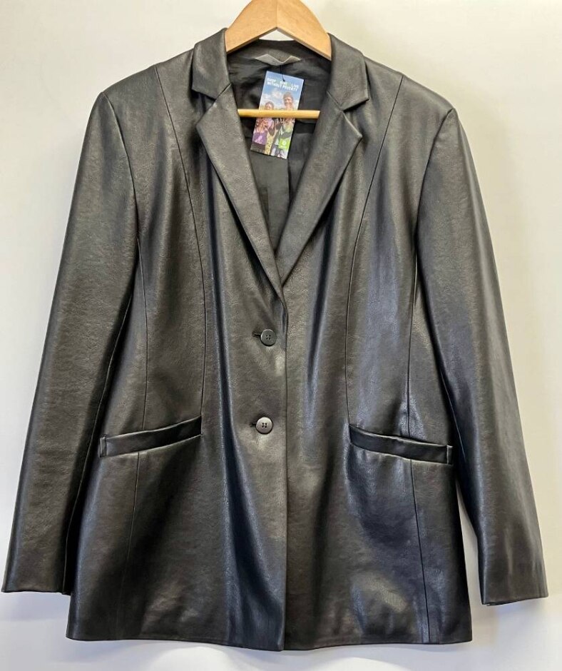 Marks And Spencer Button Up, Faux Leather Jacket In Black Size: 12