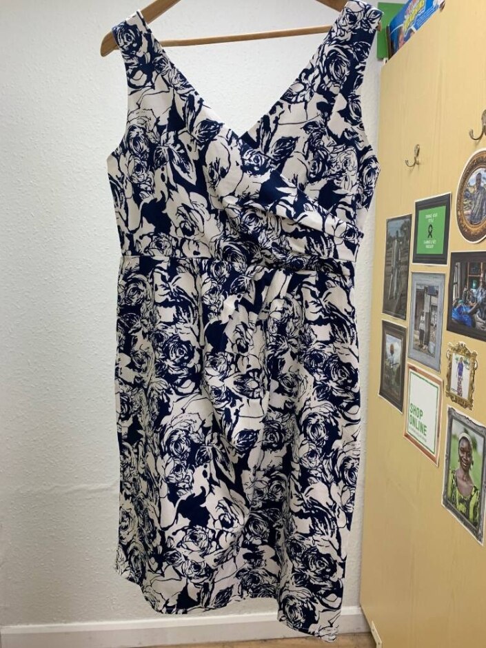 Amphora Summer Dress Blue And White Size: 14