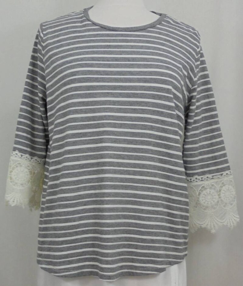 Tu Striped T-shirt Black Size: 18
