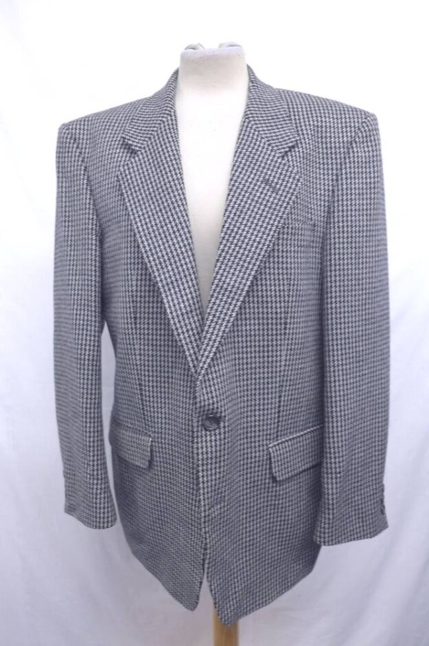 St Michael Vintage Houndstooth Blazer Black & White Size: S