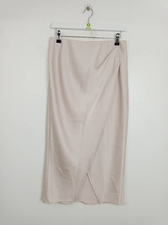 Rachel Zoe Pastel Satin Asymmetrical Split Skirt Pink Cream Size: M