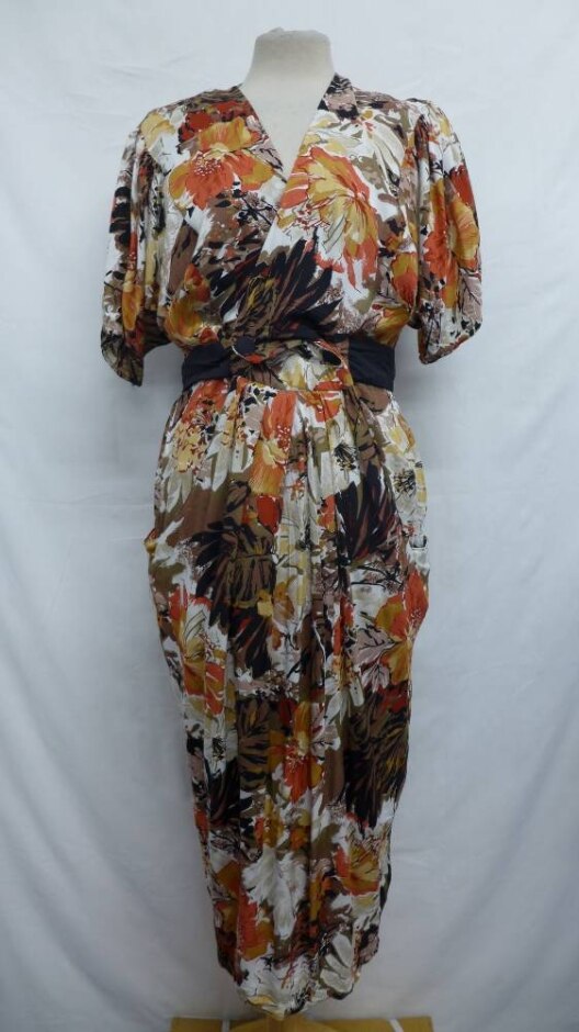 Kim Floral Belted Shirt Dress White & Orange Size: 12
