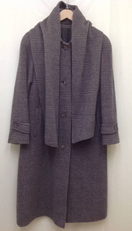 Unknown Wool And Alpaca Checked Coat Purple Size: 16