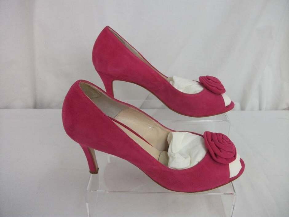Lisa Kay Suede Peep Toe Stiletto Pink Size 41