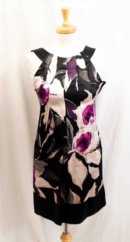 ted baker sleeveless floral print dress black size: s