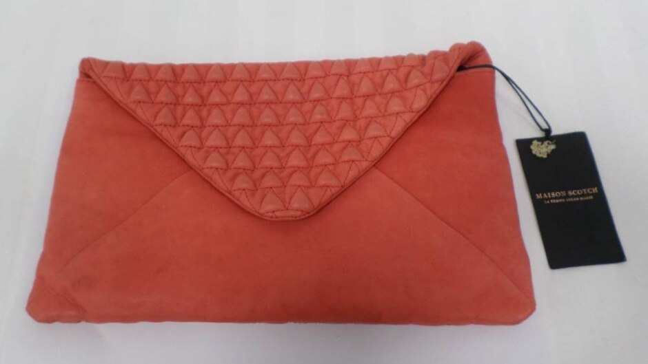 new - maison scotch pink leather purse