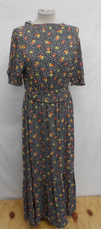 M&S Collection Flower Print Long Dress Multicoloured Size: 14