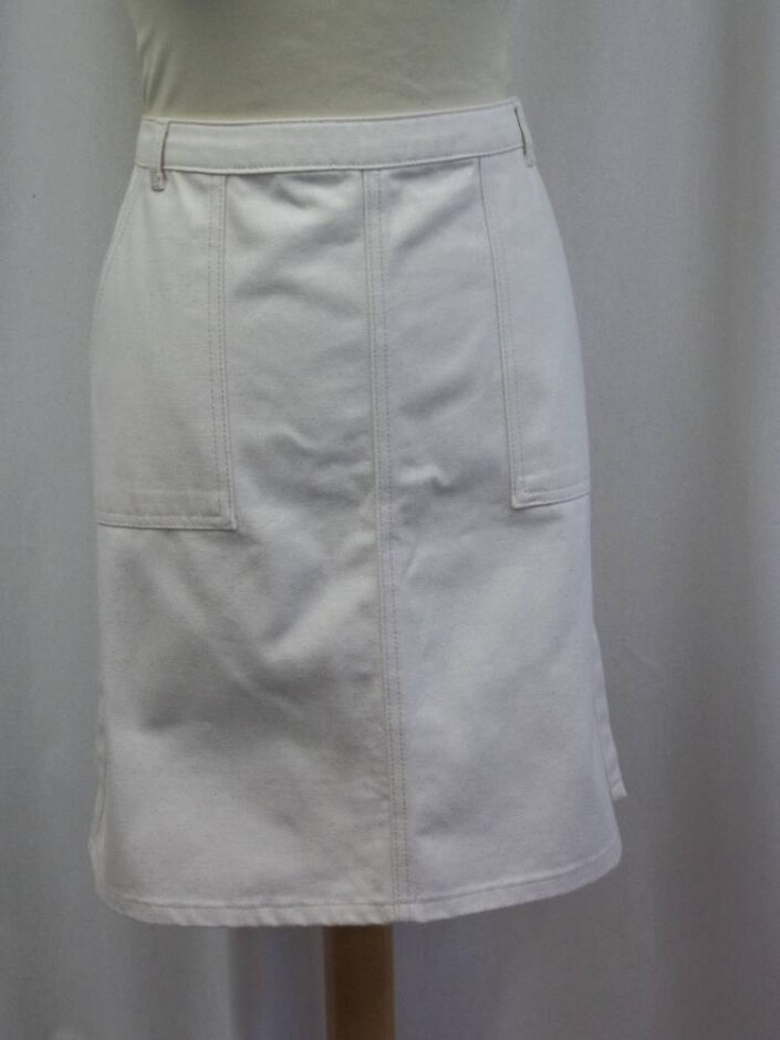 great plains denim skirt cream size: 14