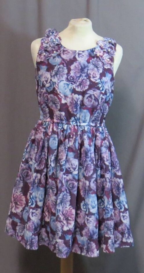 matalan party dress floral purple size: 12 - 13 years