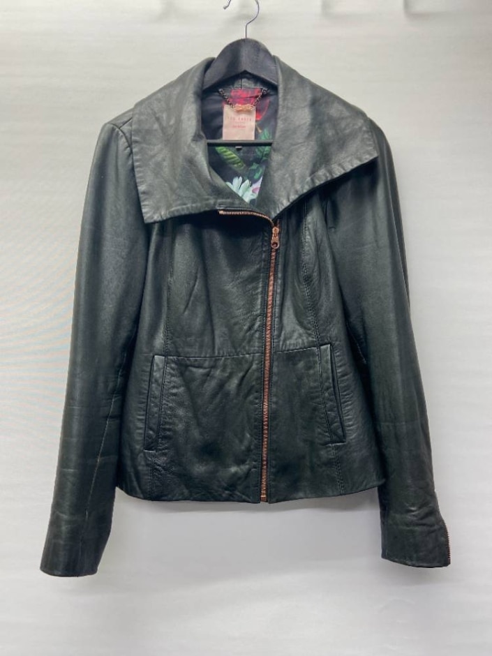 ted baker leather jacket black size: m