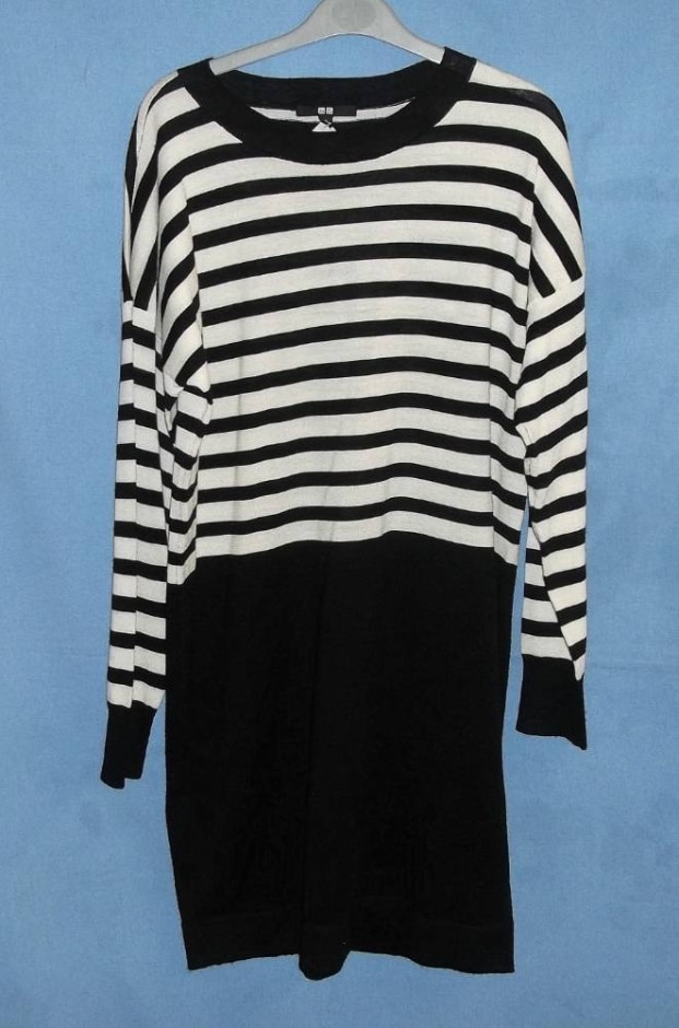 uniqlo jumper dress black and cream size: l