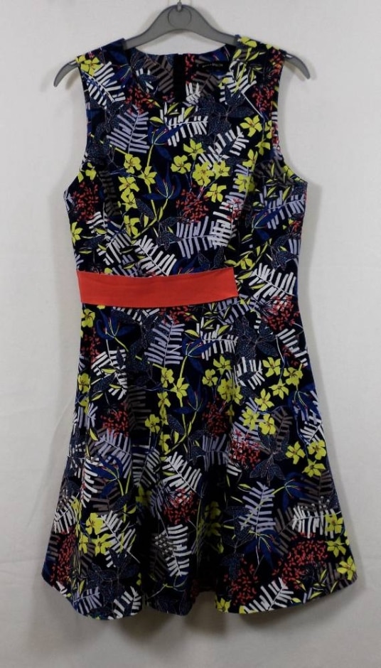 karen millen  a-line dress - cotton stretch multi-coloured size: 12