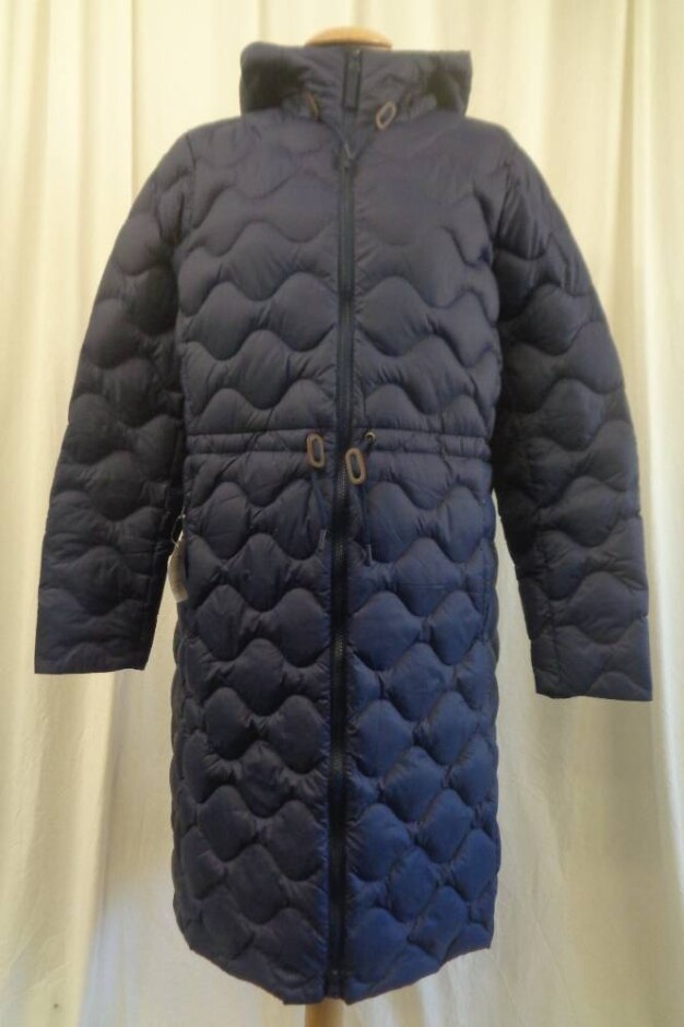 lands end feather down quilted coat navy blue size: s
