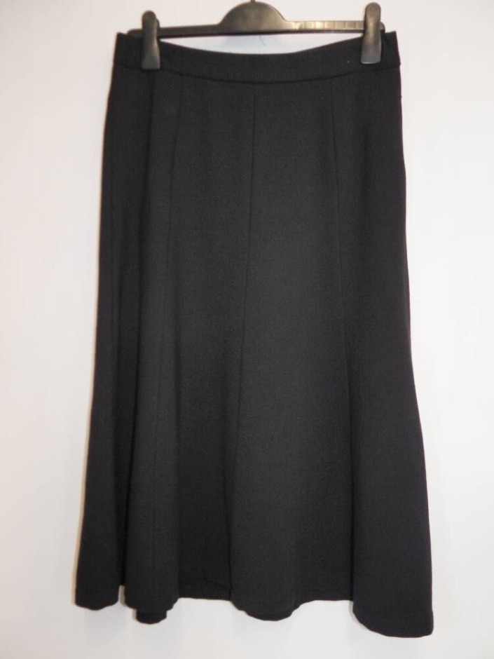 lands' end midi flared skirt with pockets black size: 14