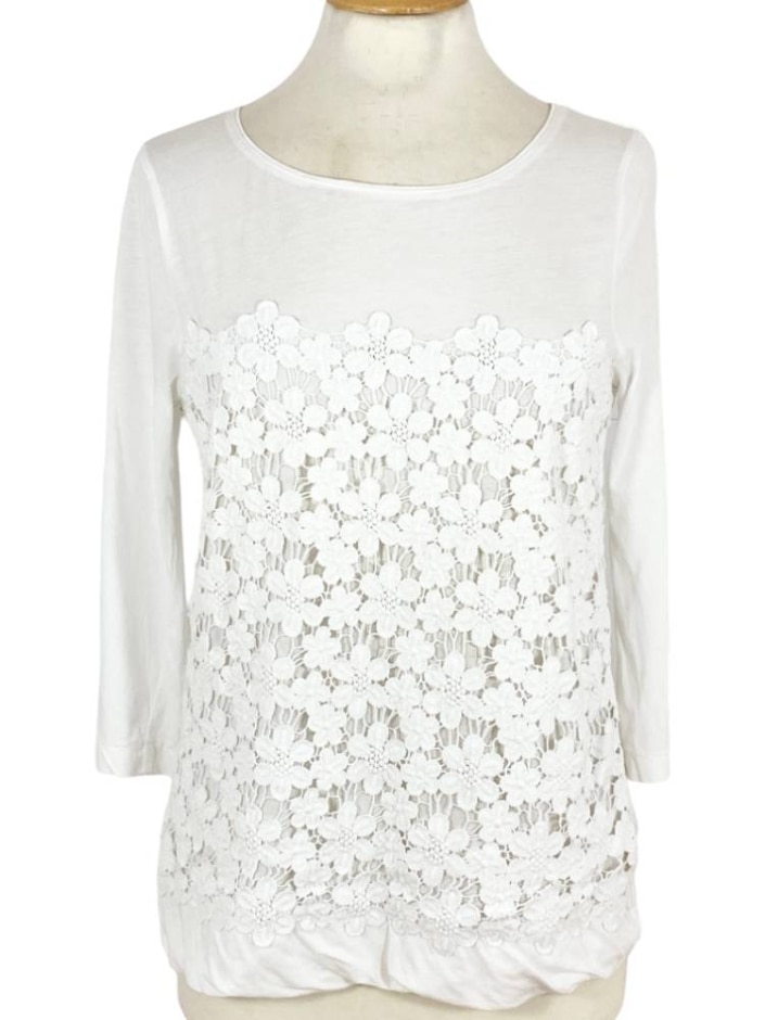 j crew lace panel top ivory size: s