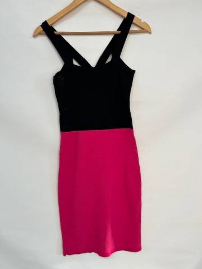 wow couture bodycon dress black & pink size: s
