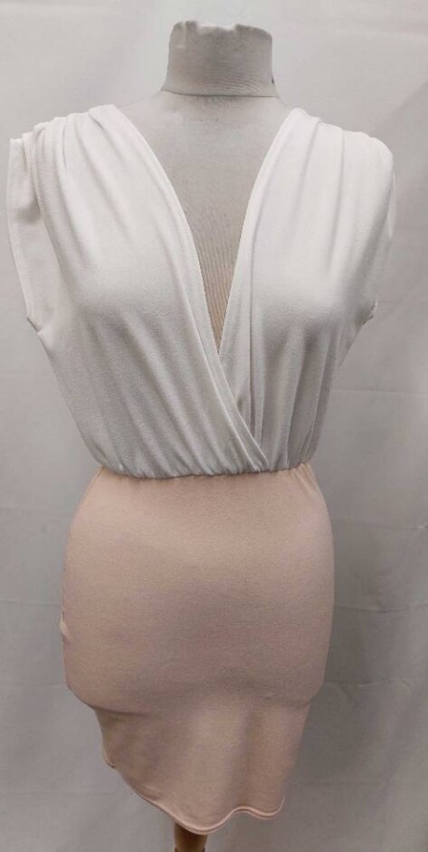 boohoo night bnwt lara contrast wrap dress white & pink size: 10