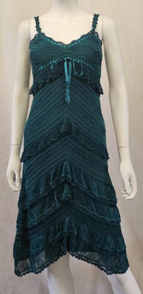 karen millen crochet style strappy dress teal size: s
