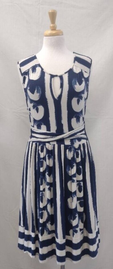 anthropologie 'maeve' dress blue & white size: l